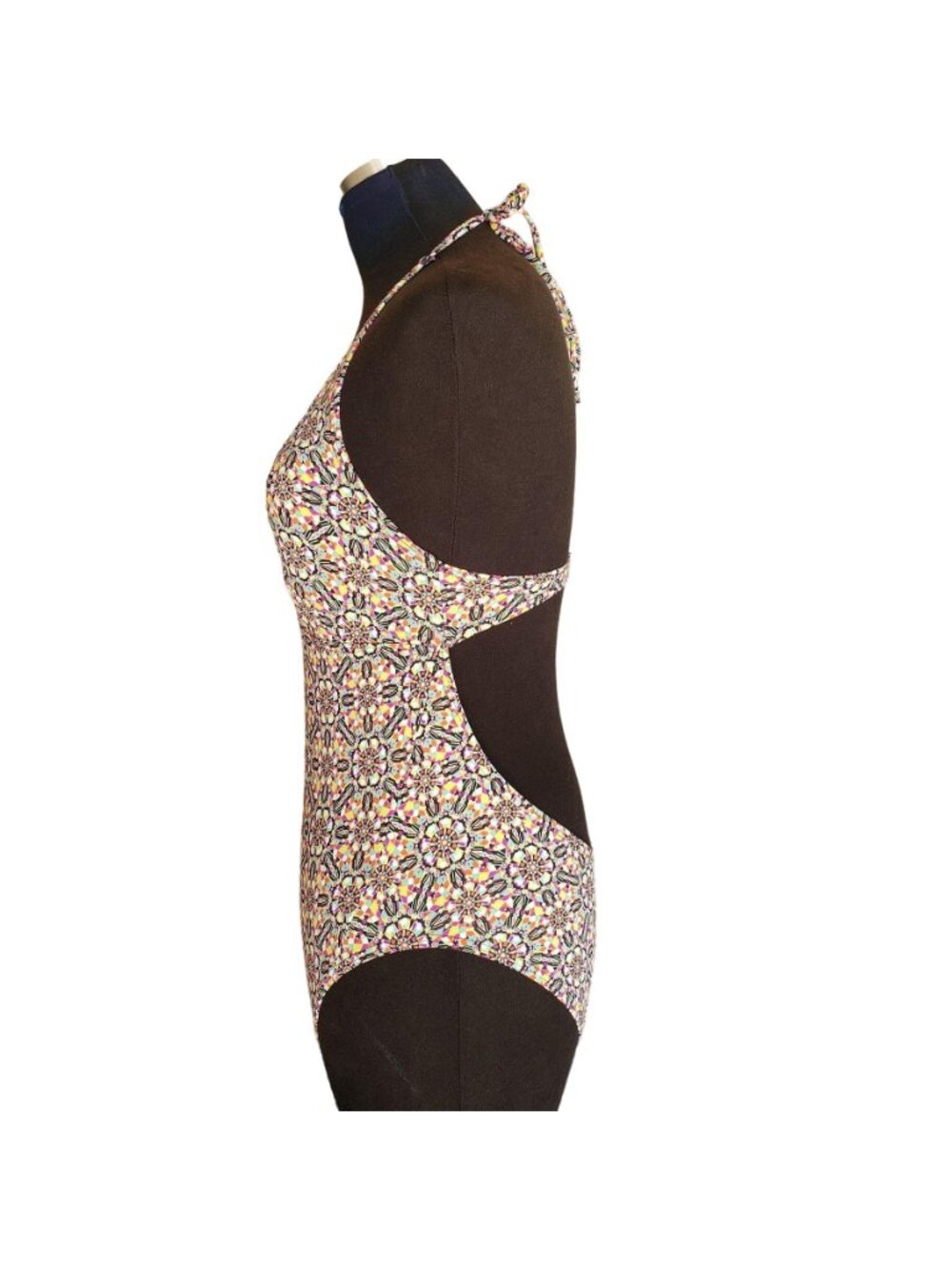 Echo Womens Halter Swimsuit S One Piece Cutout Design Colorful Bathing Suit Swim - Picture 5 of 6